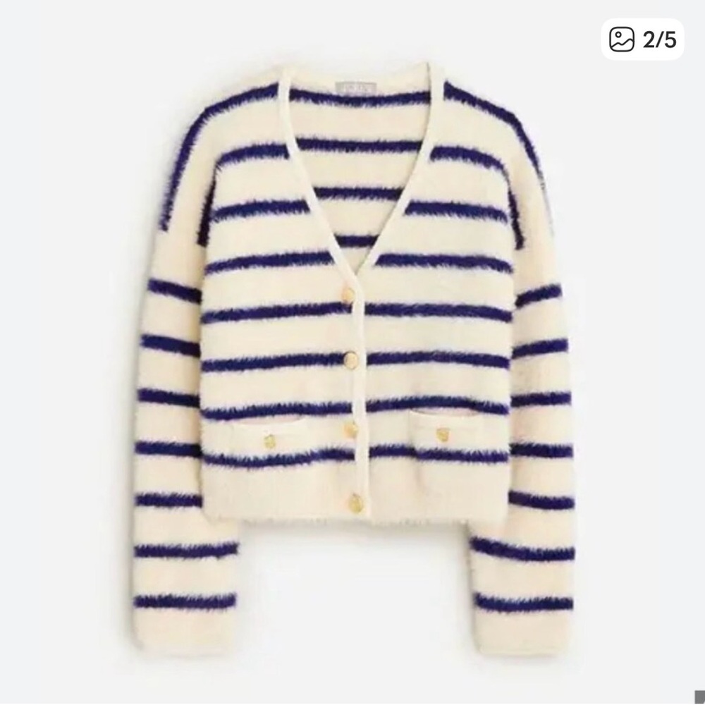 J Crew White and Cream Stripped Sweater - Picture 2 of 5